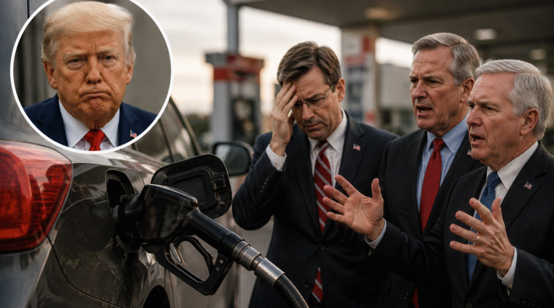 Trump sigue bajo 40% y republicanos lo culpan por gasolina cara